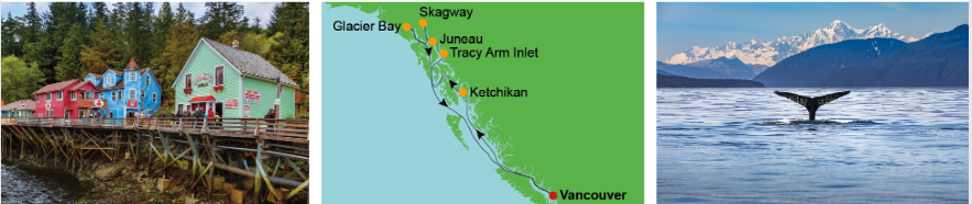 Alaska route walvis staart en juneau